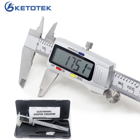 Pied à coulisse électronique en acier, inoxydable outil de mesure micrométrique en métal 6 pouces 0-150mm règle numérique ► Photo 1/6