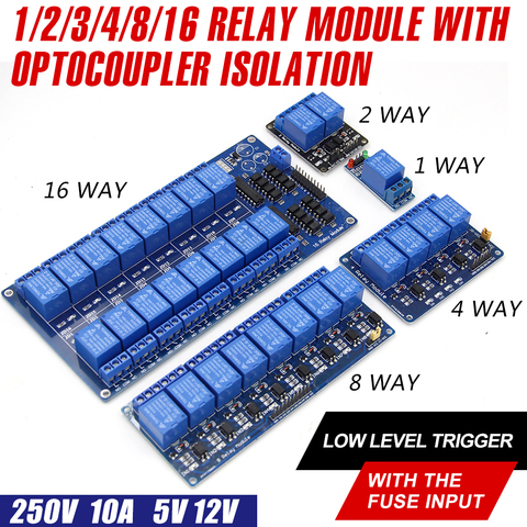 WAVGAT 5V 12V déclencheur de bas niveau 1 2 4 8 Module d'interface de Module de relais de 16 canaux bouclier pour PIC AVR DSP ARM MCU Arduino ► Photo 1/6