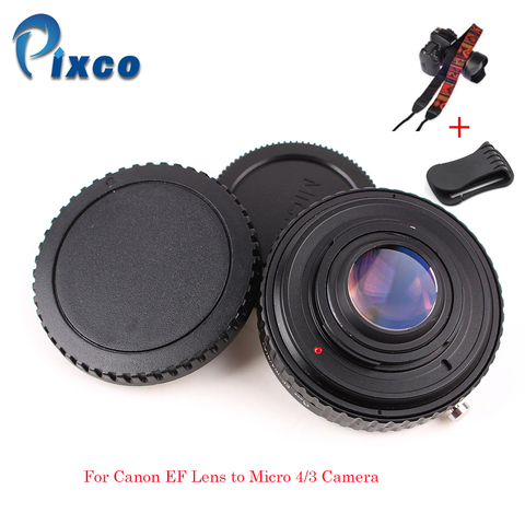 Pixco – combinaison pour Canon EF pour EOS à Micro 4/3, ouverture réglable, réducteur de focale, Booster de vitesse, sangles de caméra, capuchon d'objectif, Clip en U ► Photo 1/1