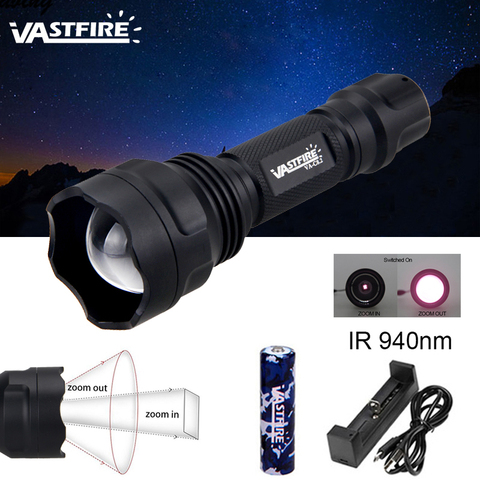 Lampe de poche Zoomable, Focus IR-501b, rayonnement infrarouge IR 940nm, Vision nocturne, lampe pour armes, fusil, support pour pistolet, interrupteur à distance ► Photo 1/6