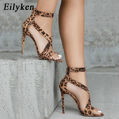 Eilyken été mode léopard grain fête Sexy à bout ouvert talons fins sandales élégant boucle sangle dame pompes sandales taille 35-40 ► Photo 1/6