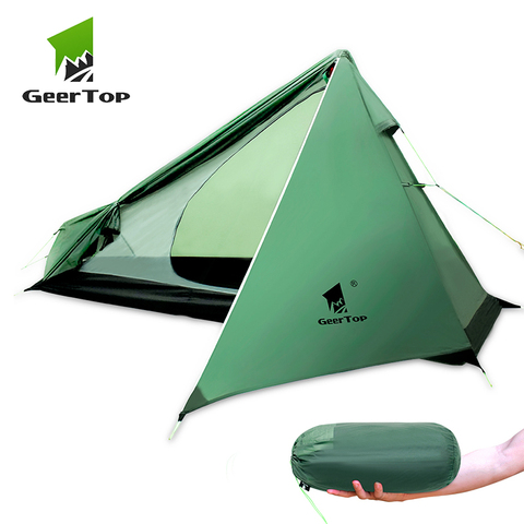 GeerTop – tente de Camping ultralégère pour une personne, 3 saisons, étanche, 950g, randonnée, pas de bâtons de Trekking, randonnée en plein air ► Photo 1/6