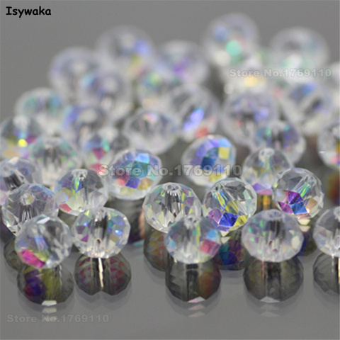 Isywaka blanc AB couleurs 4*6mm 50pcs Rondelle autriche facettes cristal perles de verre entretoise en vrac perles rondes pour la fabrication de bijoux ► Photo 1/6