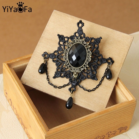 YiYaoFa-broche Vintage faite à la main, bijoux de fête, broche en tissu Antique, accessoires pour femmes, dentelle, cadeau YBR-12 ► Photo 1/5