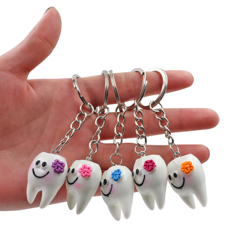 10 pièces dents dentaires forme modèle Simulation dent porte-clés mode bande dessinée belle filles cadeau pendentif dents porte-clés ► Photo 1/6