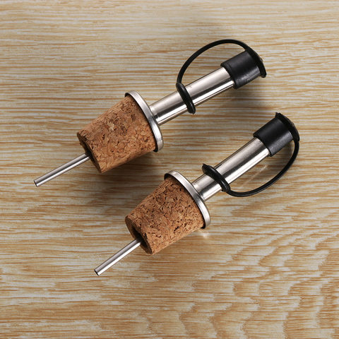 Hot 3 Pcs/Lot disponible en bois liège rouge vin verseur distributeur d'huile bière bouteille bouchon en métal bouchon avec couvercle maison et cuisine outils ► Photo 1/6