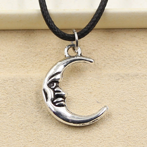 Collier avec visage lune, pendentif en cuir noir pour femmes, collier en cuir gothique, Punk, ras du cou, cadeau d'amitié, à la mode ► Photo 1/1