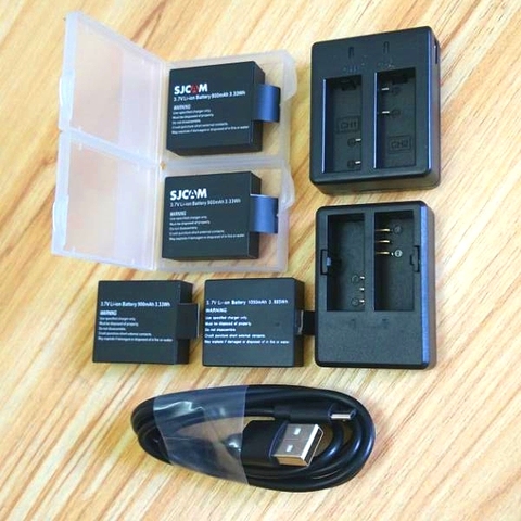SJCAM Originale Sj4000 batterie 1350/1050 mah cas chargeur pour SJCAM Sj5000 M10 C30R H9R H6S THIEYE T5 E7 camera Action Accessoires ► Photo 1/6