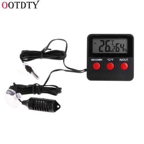OOTDTY – thermomètre et hygromètre numérique LCD, avec capteur à distance, pour Aquarium, eau Marine, Terrarium, Reptile ► Photo 1/6