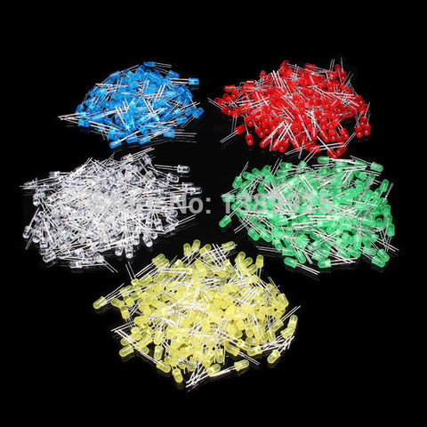 Livraison gratuite 500 pièces 3MM Kit de Diode LED couleur mixte rouge vert jaune bleu blanc ► Photo 1/1