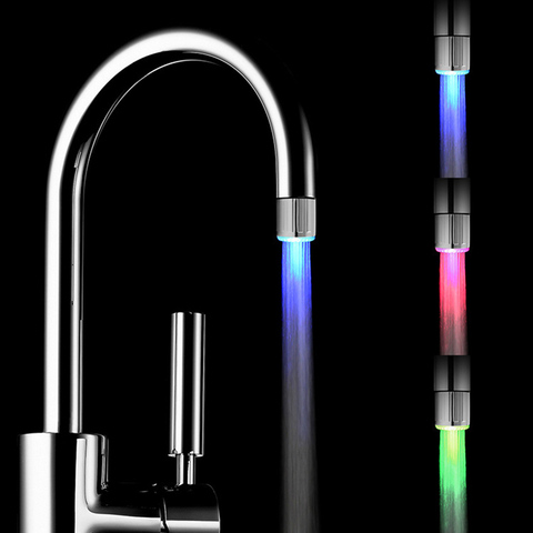 LED de contrôle de la température robinet à LED RGB changeant lueur LED robinet lumière de l'eau robinet de salle de bains lampe de cuisine pas besoin de batterie ► Photo 1/6