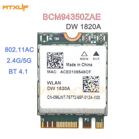 DW1820A BCM94350ZAE BCM94356ZE 802.11ac BT4.1 867Mbps Adaptateur wifi BCM94350 M.2 NGFF WiFi Sans Fil Carte mieux que BCM94352Z ► Photo 1/3