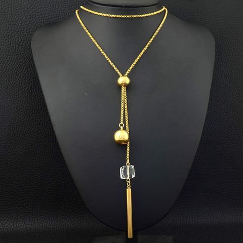 NEILAHBE – collier en acier inoxydable pour femme et fille, breloque de 800mm de Long, chaîne de chandail, pendentif de haute qualité ► Photo 1/6