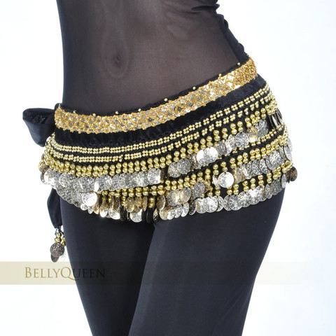 2022 danse du ventre costume vêtements indien danse ceinture bellydance taille chaîne hanche écharpe femmes fille danse avec 248 or pièce 10 couleur ► Photo 1/6