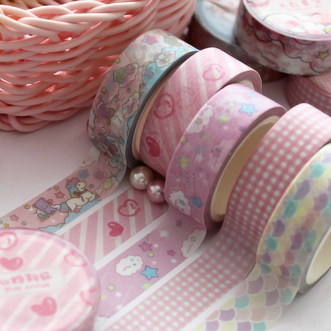 Ruban adhésif Washi créatif et joli cœur pour fille, ruban adhésif Kawaii rose, licorne ciel, pour Scrapbooking, pour bricolage ► Photo 1/6