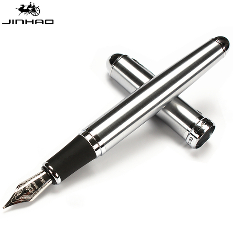 Jinhao X750 argent acier inoxydable moyen 18KGP plume stylo plume ► Photo 1/4