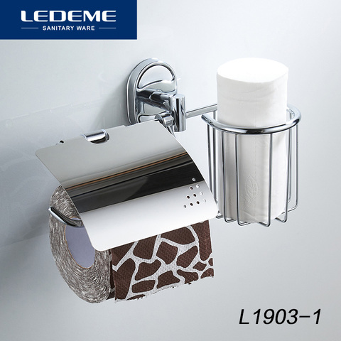 LEDEME – porte-papier hygiénique en acier inoxydable L1903-1, panier mural avec étagère, multifonction, matériel de bain ► Photo 1/6