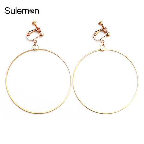 Géométrique Ronde Clip Boucles D'oreilles Pas Percé Clip Oreille En Métal Simple Grand Boucles D'oreilles Sans Piercing Femmes Minimaliste Bijoux CE104 ► Photo 1/6