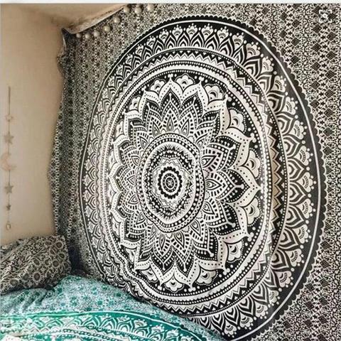 Grand Mandala indien tapisserie tenture murale bohème plage tapis Polyester mince couverture Yoga châle tapis 200x150 cm couverture ► Photo 1/6