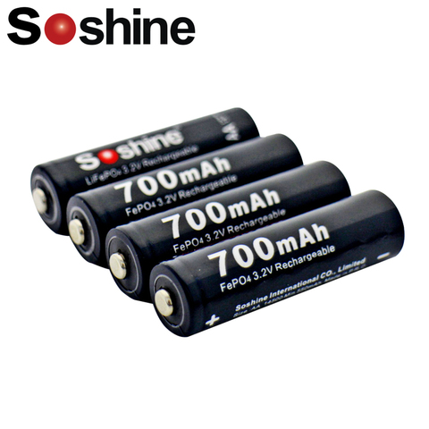 Soshine – 4 batteries LiFePO4 3.2V 14500 AA 700mAh, rechargeables, originales, avec étui ► Photo 1/1