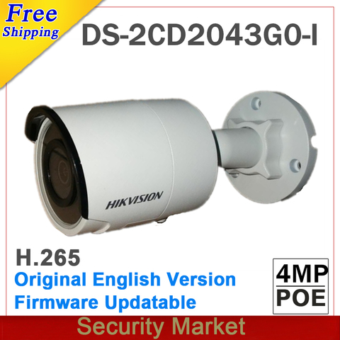 Original hikvision anglais DS-2CD2043G0-I remplacer DS-2CD2042WD-I 4MP réseau IP balle IR POE caméra SD carte fente H265 264 ► Photo 1/1
