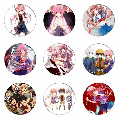 Anime Mirai Nikki Cosplay Badges broche Gasai Yuno broches icône Amano Yukiteru Collection broche pour sacs à dos vêtements décor ► Photo 1/6