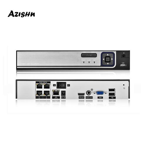 AZISHN H.265 + 48V POE NVR 4CH/8CH 5MP Surveillance Audio détection de visage caméra IP système de vidéosurveillance ONVIF P2P enregistreur vidéo réseau ► Photo 1/6