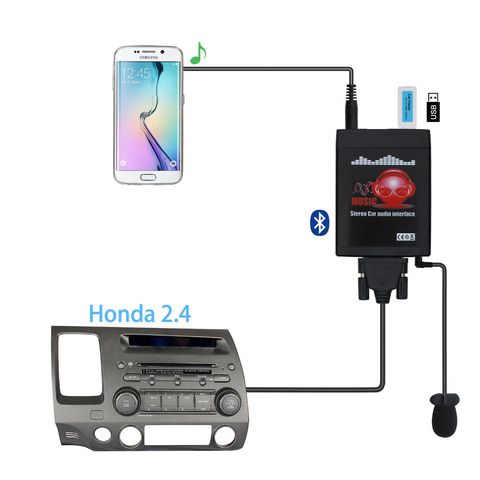 Moonet-adaptateur Bluetooth, MP3, USB/AUX, stéréo, mains libres, pour voiture, 3.5mm, compatible avec Honda 2.4 Accord Civic Odyssey ► Photo 1/1