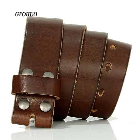 GFOHUO-ceinture en cuir véritable, avec boucle ardillon pour hommes, 3.8cm de largeur, stylistes de marque de luxe, sans boucle ► Photo 1/6