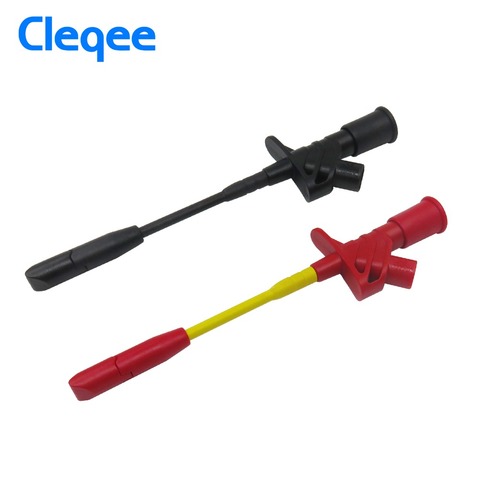 Cleqee P5005 2 pièces 10A professionnel Piercing aiguille Test Clips multimètre Test sonde crochet avec prise 4mm ► Photo 1/6