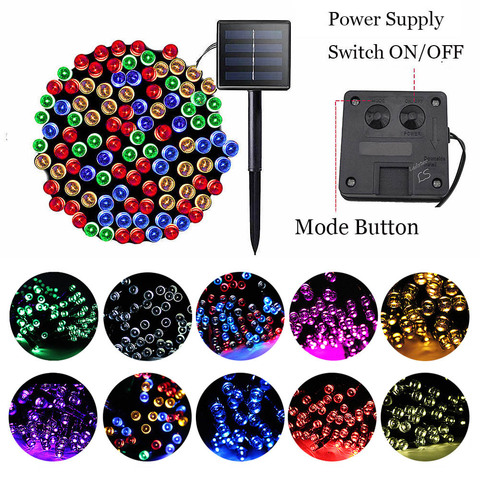 200 Led Chaîne Fée Solaire Lumières De Noël En Plein Air Guirlande De Mariage Décoration Ramadan pour La Maison Jardin 3 Mode Guirlande À Led ► Photo 1/6