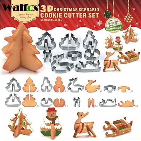 3D scénario de noël emporte-pièce ensemble bonhomme de neige arbre de noël biscuits moule outils Biscuit moule Fondant Cutter gâteau décoration ► Photo 1/6