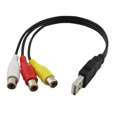 Adaptateur USB mâle vers 3 RCA femelle, câble convertisseur Audio et vidéo AV/V, câble USB vers RCA pour HDTV, cordon de télévision, 1 pièce ► Photo 1/6