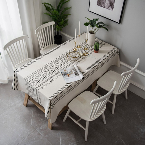 Nappe De Table géométrique, rectangulaire, noir et blanc, anti-poussière, pour la cuisine, la salle à manger, la Table basse ► Photo 1/6