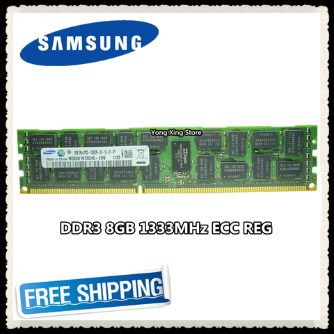 Samsung DDR3 8GB 16GB serveur mémoire 1333MHz ECC REG DDR3 registre de PC3-10600R RDIMM RAM 240pin 10600 8G X58 X79 utilisation de la carte mère ► Photo 1/2