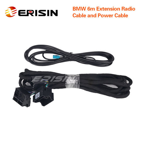 Erisin LMBM6-N pour voiture BMW de notre marque avec connecteurs 12 broches bleu et blanc ont besoin de ce câble d'alimentation et de Radio d'extension de 6m ► Photo 1/1
