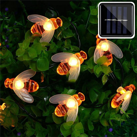 Guirlande solaire à 20 ou 50Led en forme d'abeilles mellifères, luminaire d'extérieur, luminaire féerique, idéal pour un jardin, un Patio ou une clôture, ou comme décoration de noël ► Photo 1/6