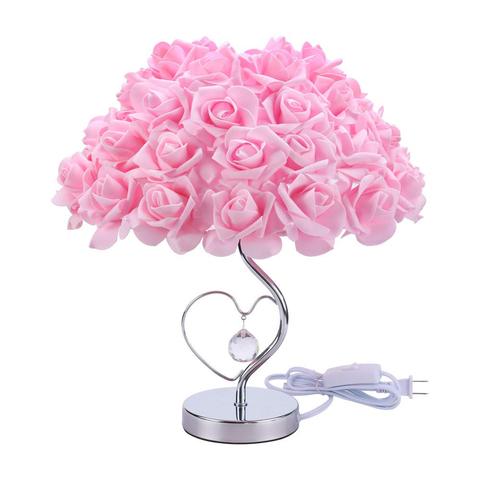 Lampe de table en Roses, décoration de mariage moderne, cadeau de saint-valentin, lampe de chevet pour chambre à coucher, lampe de bureau créative ► Photo 1/6