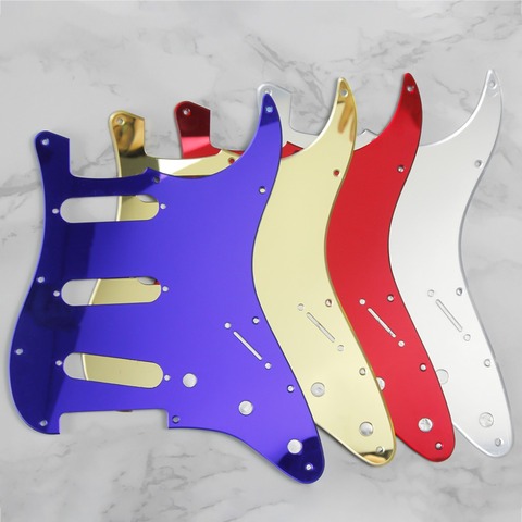 FLEOR 1PC miroir guitare Pickguard 11 trous Strat SSS guitare plaque à gratter avec vis Pickguard pour FD ST ► Photo 1/6