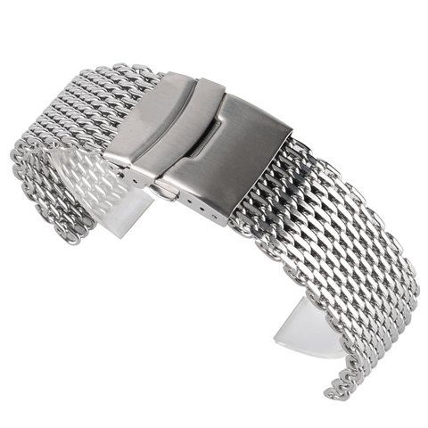 Bracelet de montre de luxe en maille, 18/20/22mm, en acier inoxydable, argent, 2 barres de ressort ► Photo 1/6