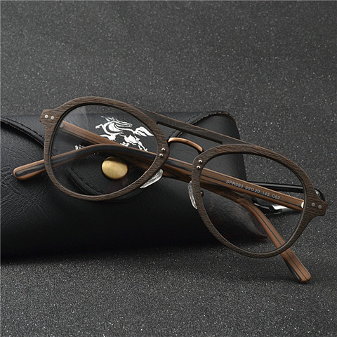 Monture de lunettes de Prescription en bois, Grain de bois, avec lentille transparente, pour hommes et femmes, monture optique, avec boîte FML ► Photo 1/5