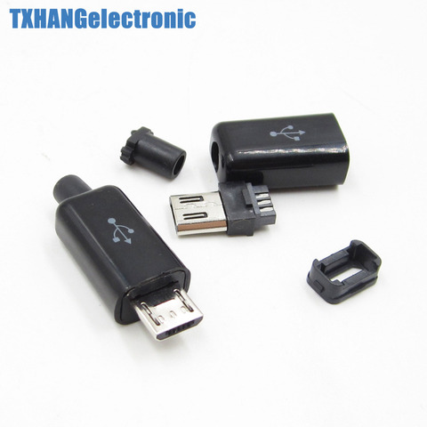 Kit de connecteurs mâles Micro USB, 10 pièces, avec couvercles, prise de charge noire, kit électronique à monter soi-même ► Photo 1/3