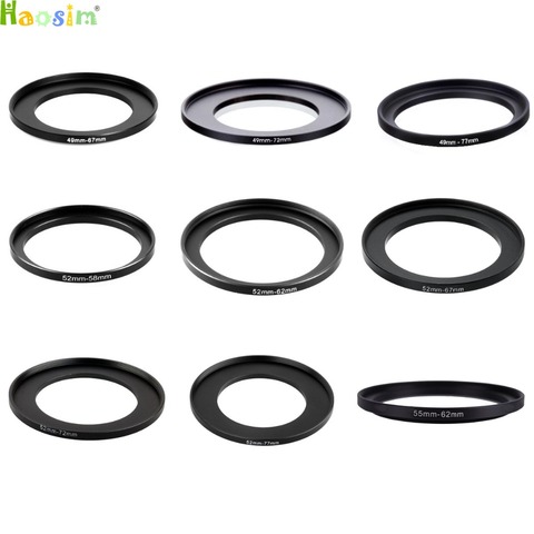 49-67 49-72 49-77 52-58 52-62 52-67 52-72 52-77 55-62mm Métal Step Up Anneaux Lens Adapter Filtre Set ► Photo 1/1