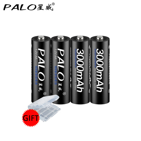 4 pièces/lot PALO 3000mAh AA batterie Rechargeable 1.2V Ni-mh 2A piles pour caméra sans fil microphone 1.2V Nimh batterie AA ► Photo 1/6