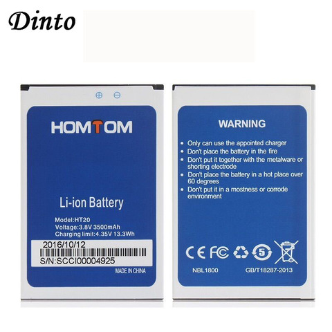 Dinto 1PC 100% nouveau 3500mAh haute capacité HOMTOM HT20 batterie de remplacement Batteries de secours pour HOMTOM HT20 Pro ► Photo 1/2