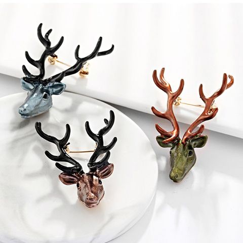 Creative Long corne cerf Elk tête broche mode tempérament Animal broche femme collier accessoires boutonnière bijoux ► Photo 1/6