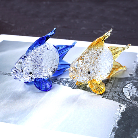Figurine Miniature de poisson rouge en cristal | Verre fait à la main, Animal, verre artisanal, décoration de maison, cadeau poisson bibelot ornement ► Photo 1/6