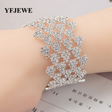 YFJEWE De Luxe Strass En Cristal De Mariée Accessoires De Mariage Bijoux De Mode Charme Bracelets et Bracelets pour Femmes En Gros B148 ► Photo 1/6