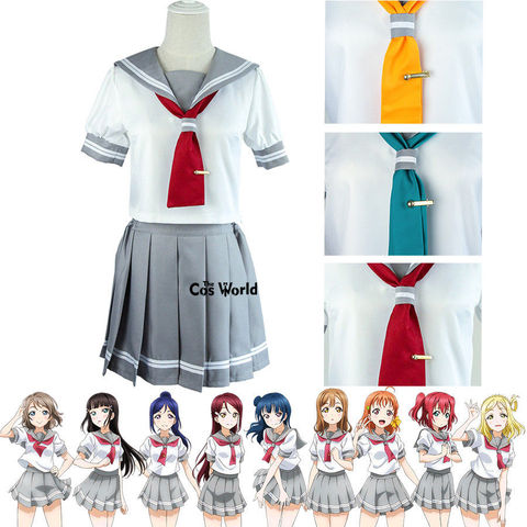 LoveLive! Soleil!! Aqours Takami Chika Sakurauchi Riko Matsuura Kanan Kurosawa Dia école uniforme marin costume Cosplay Costumes ► Photo 1/6