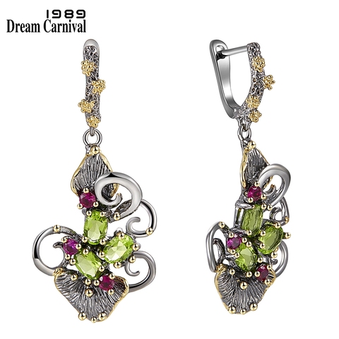 Dreamcarnaval 1989 magnifique zircone fleur boucles d'oreilles pour les femmes Vintage Style ethnique deux tons CZ bijoux livraison directe chaude WE3873 ► Photo 1/6